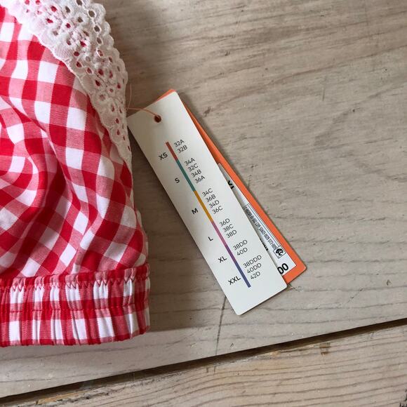 Colsie NWT Women's Red Gingham Unlined Bralette Size XL - Picture 3 of 9